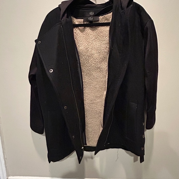 Tibi New York Woman’s Shearling Lined Coat Black Size-Small Fashion